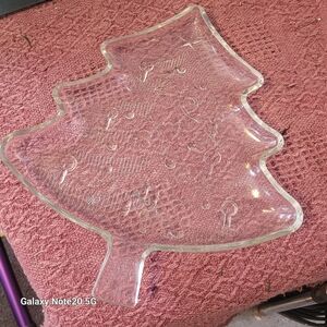 Clear Glass Tree-Shaped Decorative Plate Vintage